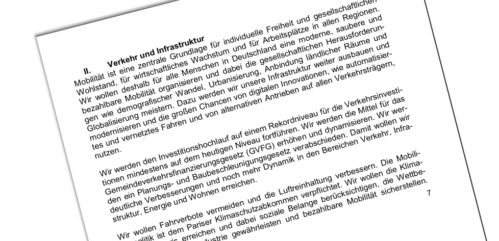 mut bezieht Stellung zur Sondierung: Verkehrspolitik